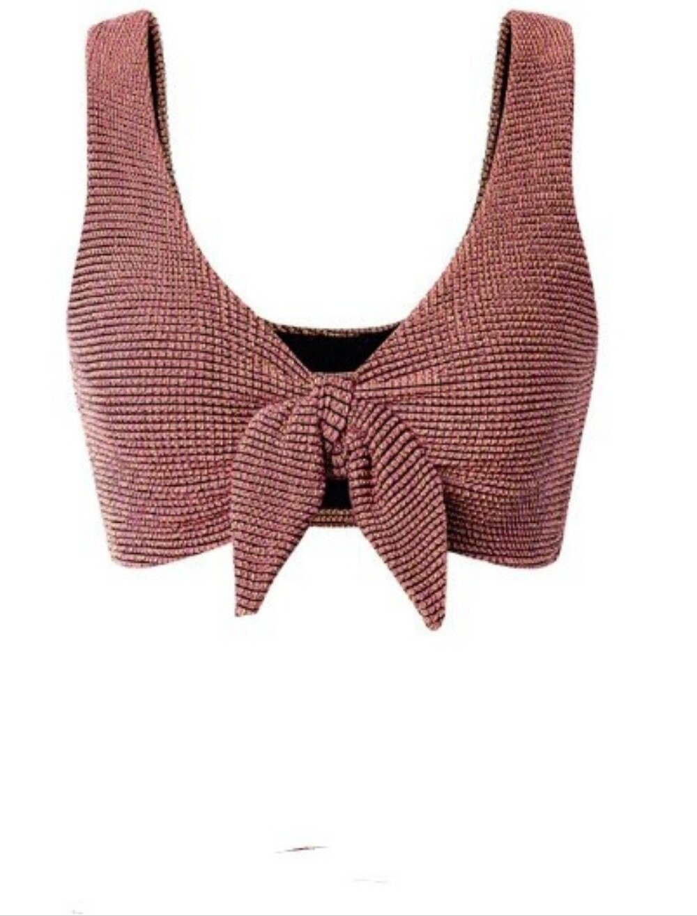 Hanna Nikole Bikini Top Compression Padded Size Medium Salmon Black NWT